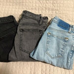 3 pairs of Abercrombie Curve Love Ultra High Rise Ankle Straight jeans